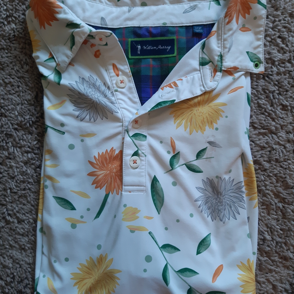 William Murray Golf Floral Polo Shirt - White, Green, Yellow, Orange